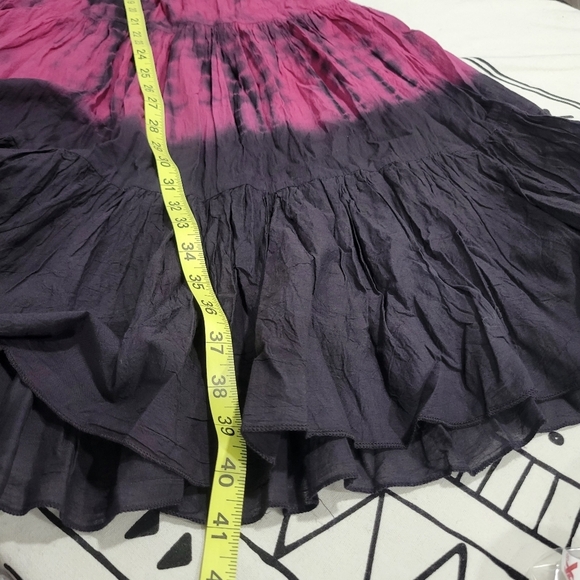 BoheeWohee Women's Cotton Gypsy Boho 4- Tiered A-Line Pleated Max Skirt Size S - Picture 8 of 11